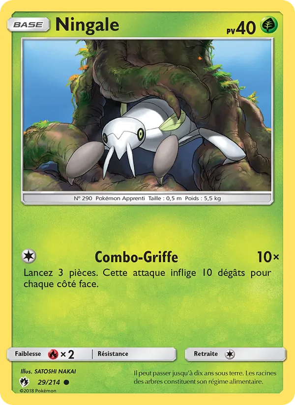 Carte Pokémon Ningale 29/214 de l'extension Tonnerre Perdu