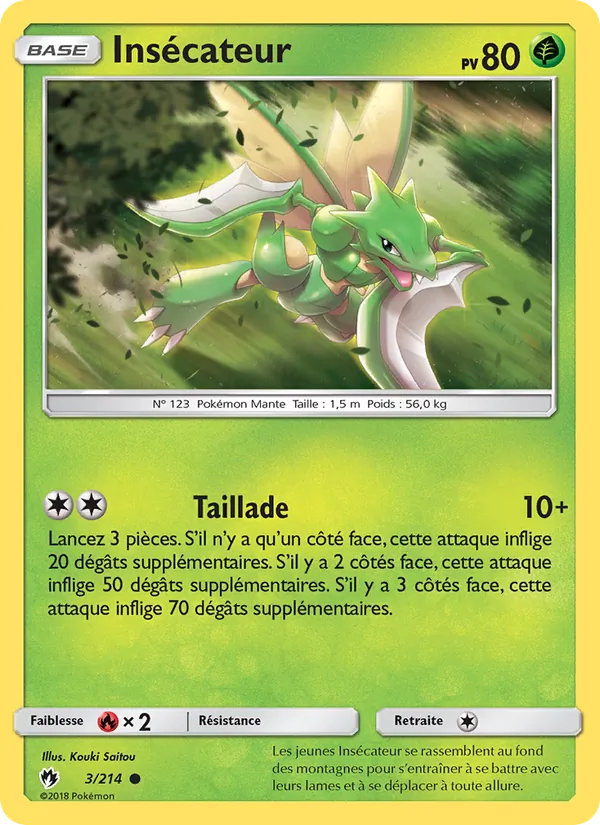 Carte Pokémon Insécateur 3/214 de l'extension Tonnerre Perdu