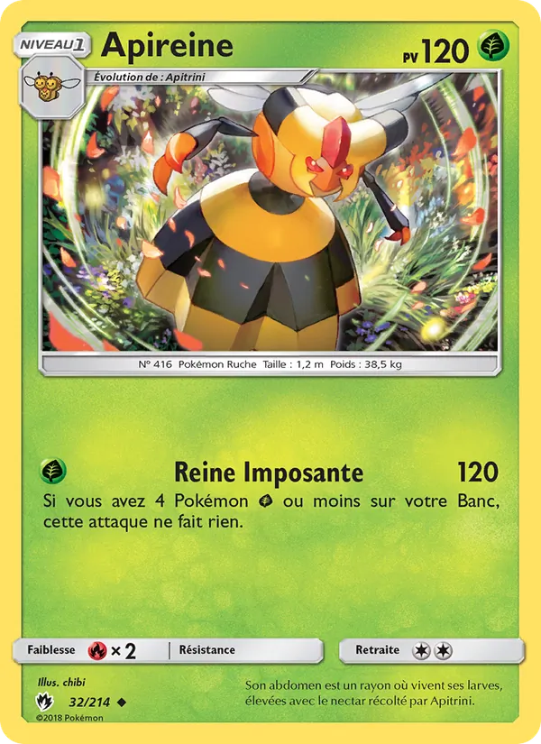 Carte Pokémon Apireine 32/214 de l'extension Tonnerre Perdu