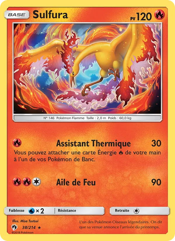 Carte Pokémon Sulfura 38/214 de l'extension Tonnerre Perdu