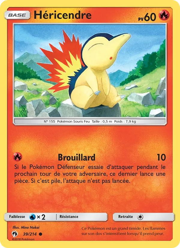 Carte Pokémon Héricendre 39/214 de l'extension Tonnerre Perdu