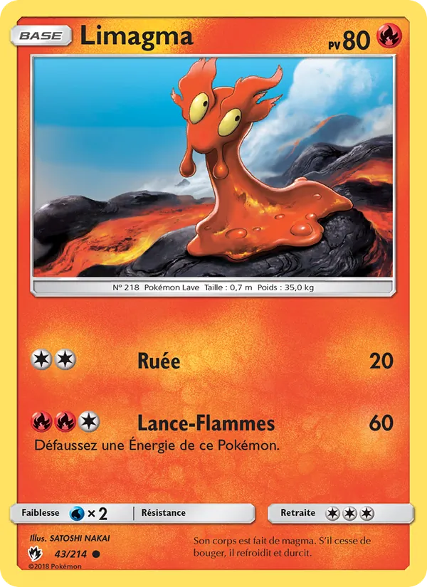 Carte Pokémon Limagma 43/214 de l'extension Tonnerre Perdu