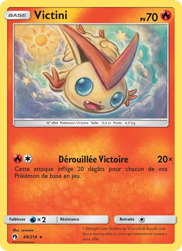 Carte Pokémon Victini 49/214 de l'extension Tonnerre Perdu