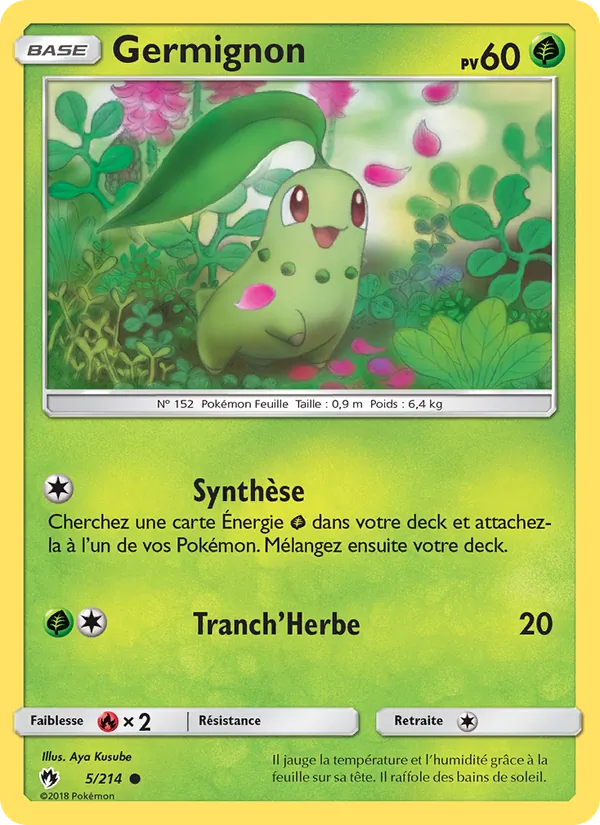 Carte Pokémon Germignon 5/214 de l'extension Tonnerre Perdu