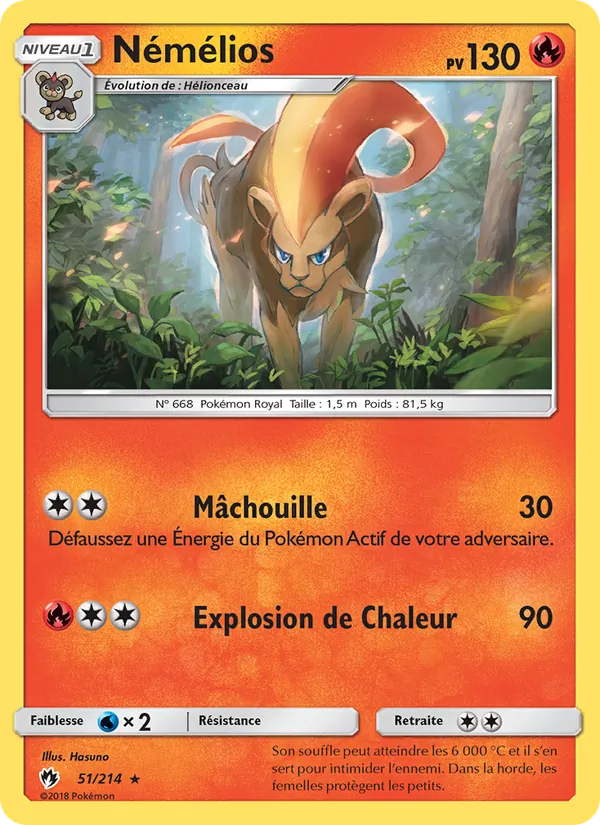 Carte Pokémon Némélios 51/214 de l'extension Tonnerre Perdu