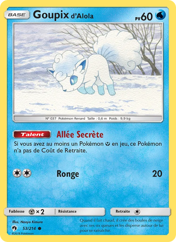 Carte Pokémon Goupix d’Alola 53/214 de l'extension Tonnerre Perdu