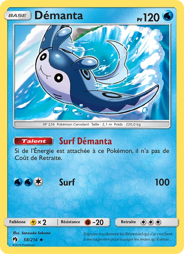 Carte Pokémon Démanta 58/214 de l'extension Tonnerre Perdu