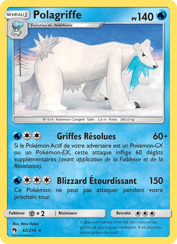 Carte Pokémon Polagriffe 62/214 de l'extension Tonnerre Perdu