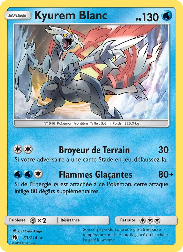 Carte Pokémon Kyurem Blanc 63/214 de l'extension Tonnerre Perdu