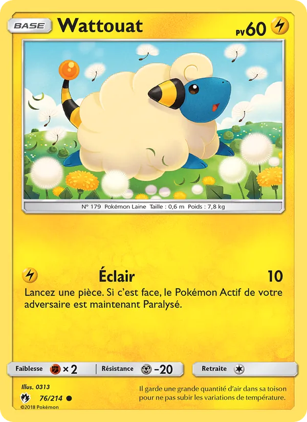 Carte Pokémon Wattouat 76/214 de l'extension Tonnerre Perdu