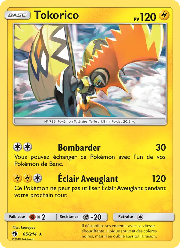 Carte Pokémon Tokorico 85/214 de l'extension Tonnerre Perdu
