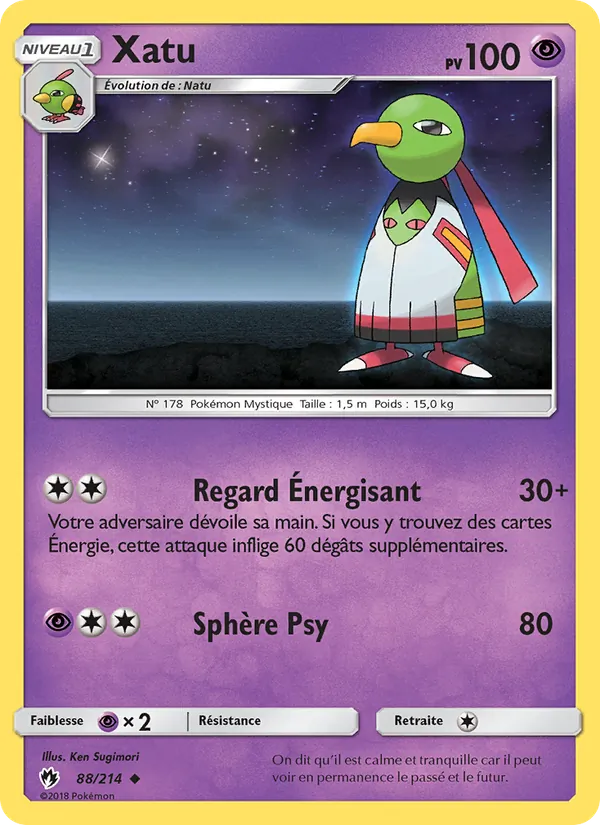 Carte Pokémon Xatu 88/214 de l'extension Tonnerre Perdu