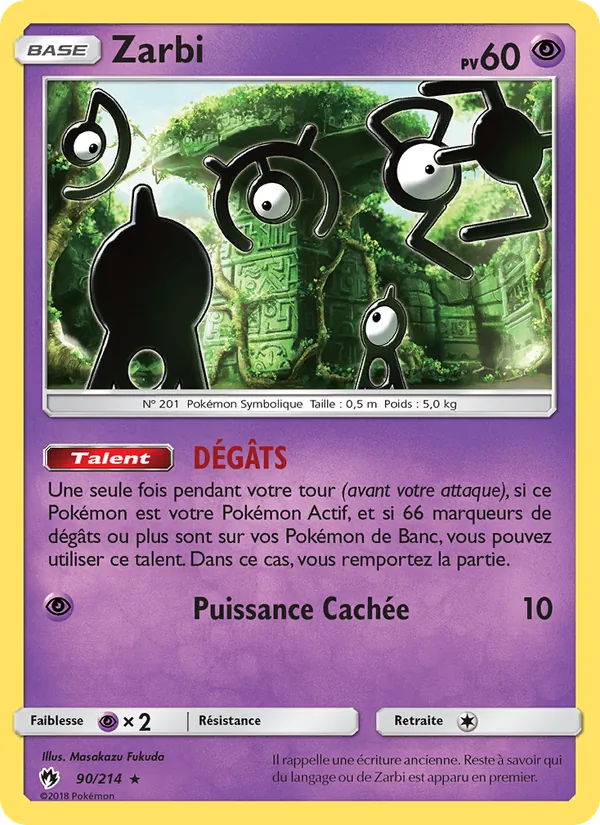 Carte Pokémon Zarbi 90/214 de l'extension Tonnerre Perdu