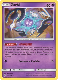 Carte Pokémon Zarbi 92