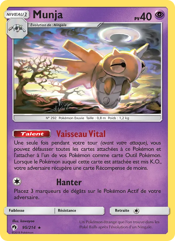 Carte Pokémon Munja 95/214 de l'extension Tonnerre Perdu