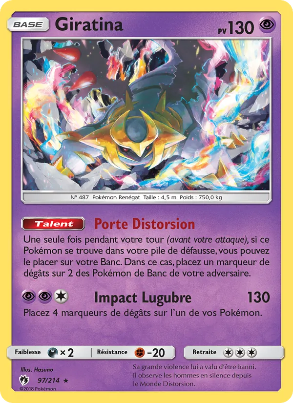 Carte Pokémon Giratina 97/214 de l'extension Tonnerre Perdu
