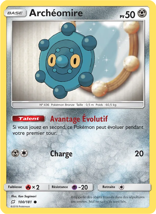 Carte Pokémon Archéomire 100/181 de l'extension Duo de Choc