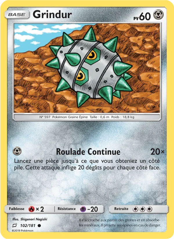 Carte Pokémon Grindur 102/181 de l'extension Duo de Choc