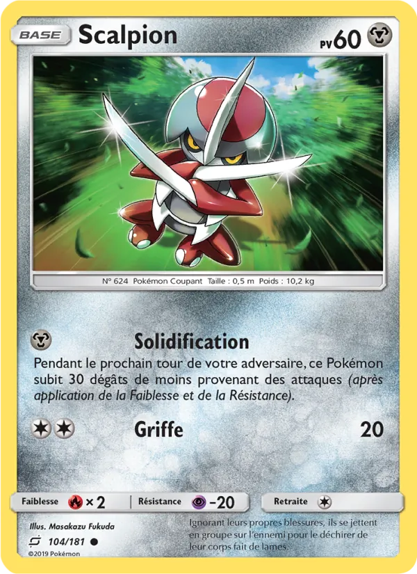 Carte Pokémon Scalpion 104/181 de l'extension Duo de Choc