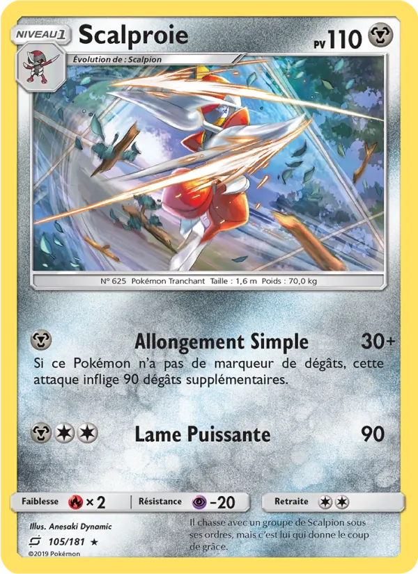 Carte Pokémon Scalproie 105/181 de l'extension Duo de Choc