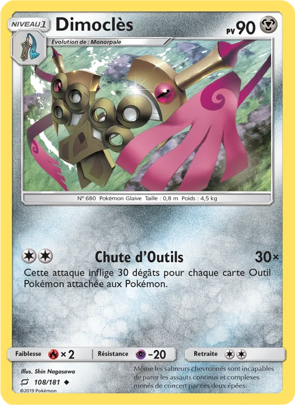 Carte Pokémon Dimoclès 108/181 de l'extension Duo de Choc