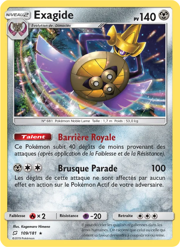 Carte Pokémon Exagide 109/181 de l'extension Duo de Choc