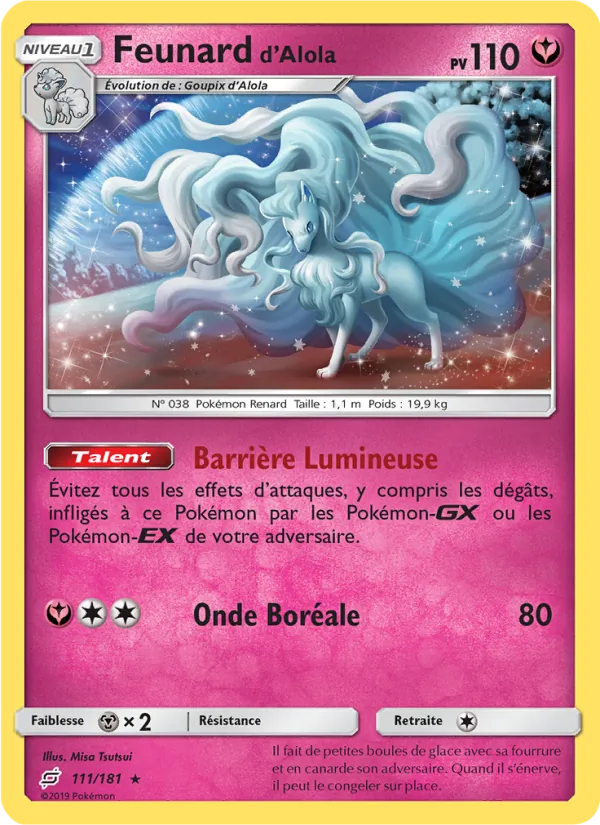 Carte Pokémon Feunard d’Alola 111/181 de l'extension Duo de Choc