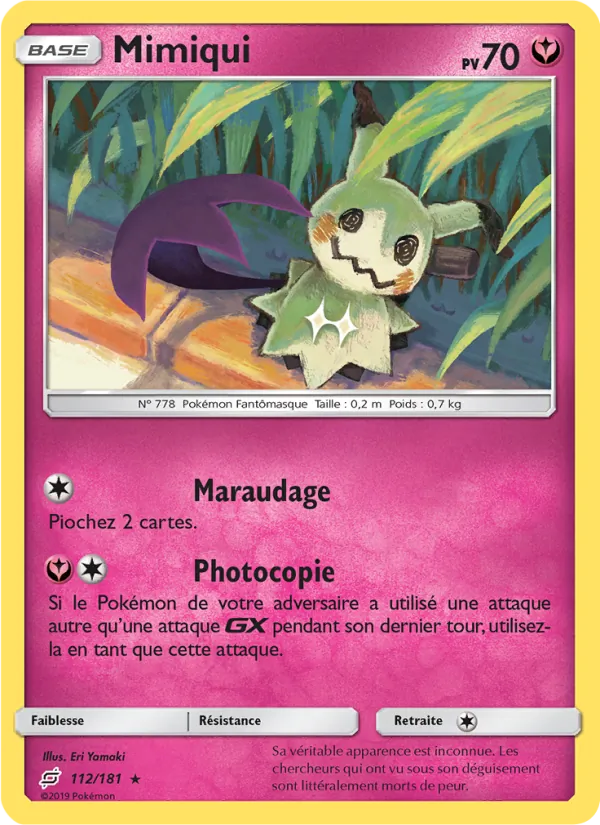 Carte Pokémon Mimiqui 112/181 de l'extension Duo de Choc