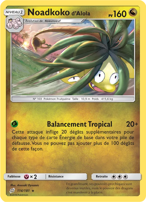 Carte Pokémon Noadkoko d’Alola 114/181 de l'extension Duo de Choc