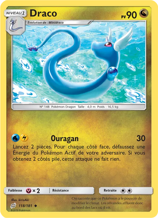 Carte Pokémon Draco 118/181 de l'extension Duo de Choc