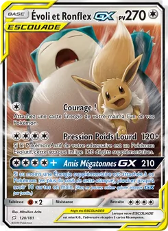 Carte Pokémon Évoli et Ronflex GX 120