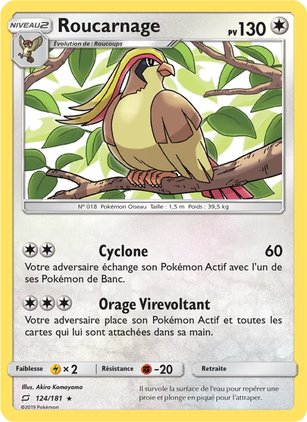 Carte Pokémon Roucarnage 124/181 de l'extension Duo de Choc