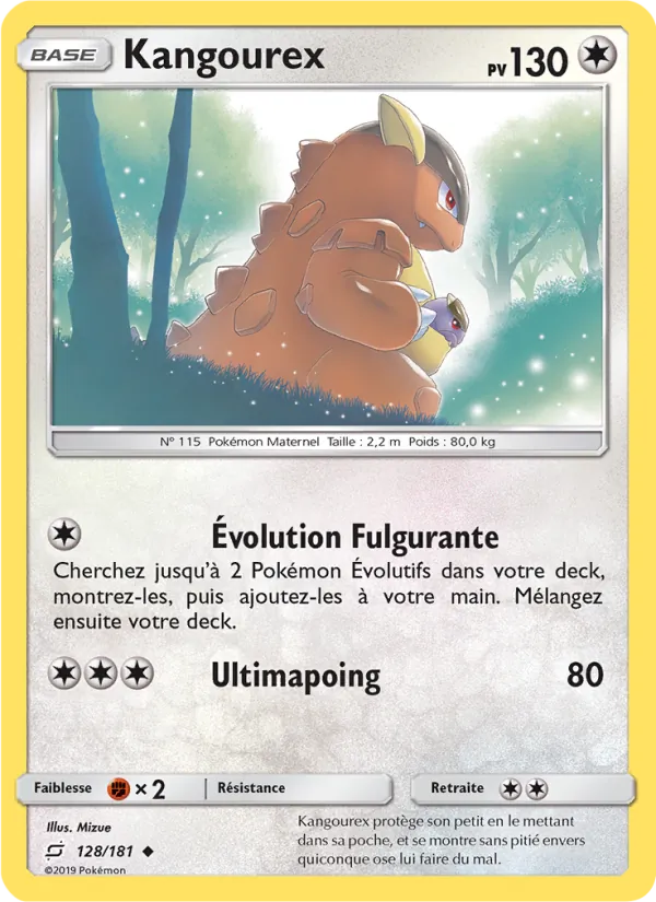Carte Pokémon Kangourex 128/181 de l'extension Duo de Choc