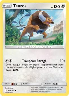 Carte Pokémon Tauros 129