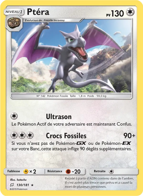 Carte Pokémon Ptéra 130/181 de l'extension Duo de Choc