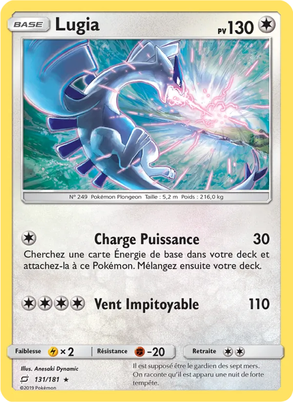 Carte Pokémon Lugia 131/181 de l'extension Duo de Choc