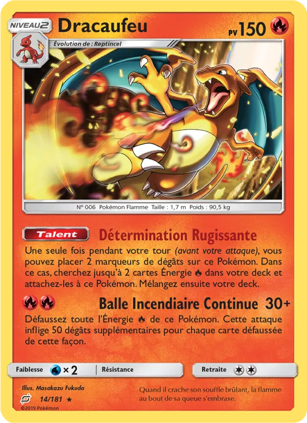 Carte Pokémon Dracaufeu 14/181 de l'extension Duo de Choc