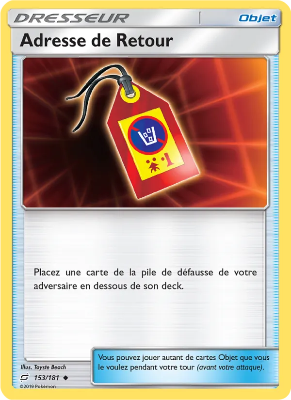 Carte Pokémon Adresse de Retour 153/181 de l'extension Duo de Choc