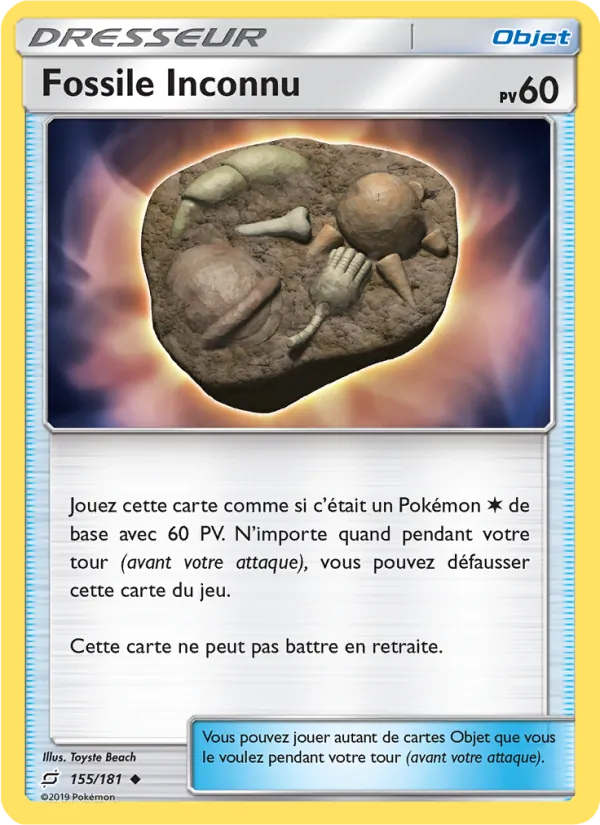 Carte Pokémon Fossile Inconnu 155/181 de l'extension Duo de Choc