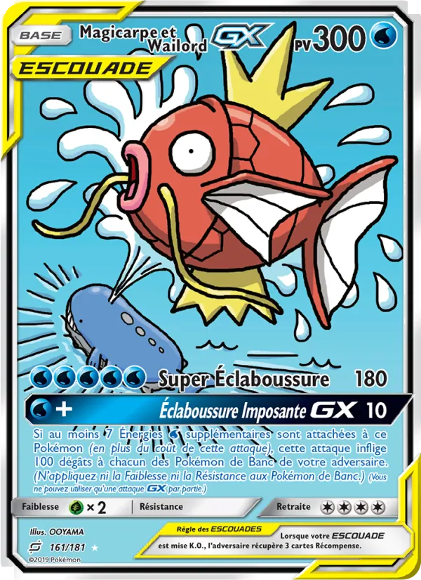 Carte Pokémon Magicarpe et Wailord GX 161/181 de l'extension Duo de Choc