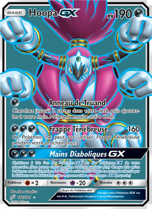 Carte Pokémon Hoopa GX 166/181 de l'extension Duo de Choc