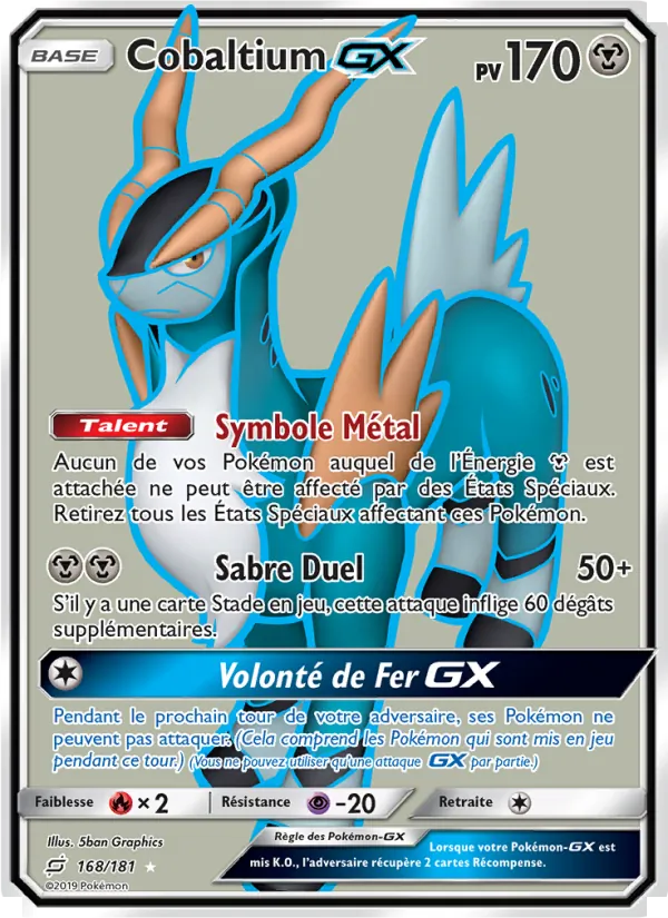 Carte Pokémon Cobaltium GX 168/181 de l'extension Duo de Choc