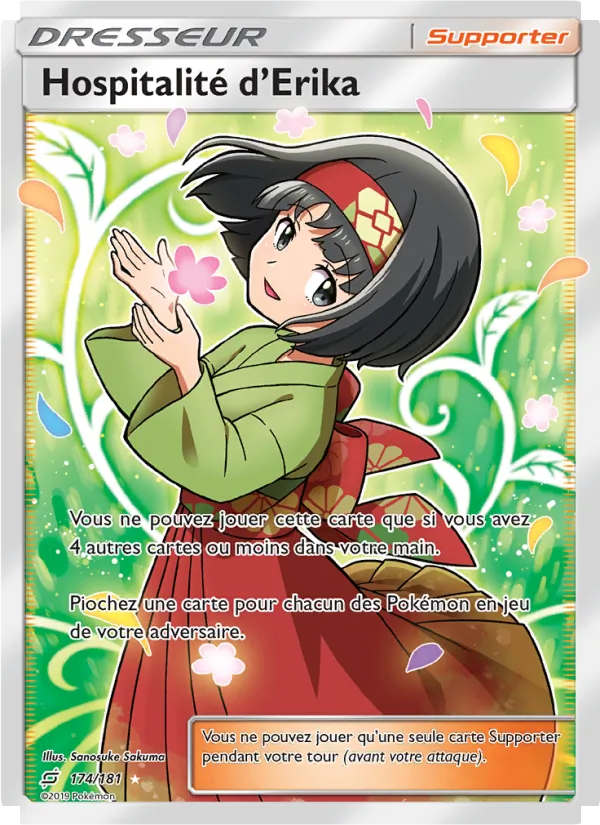 Carte Pokémon Hospitalité d’Erika 174/181 de l'extension Duo de Choc