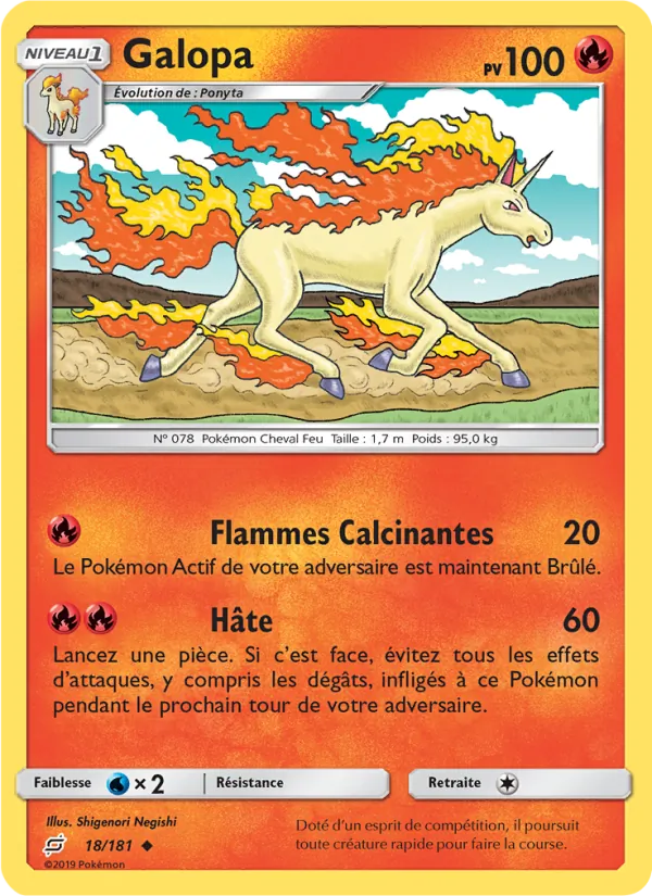 Carte Pokémon Galopa 18/181 de l'extension Duo de Choc