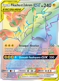 Carte Pokémon Pikachu et Zekrom GX 184