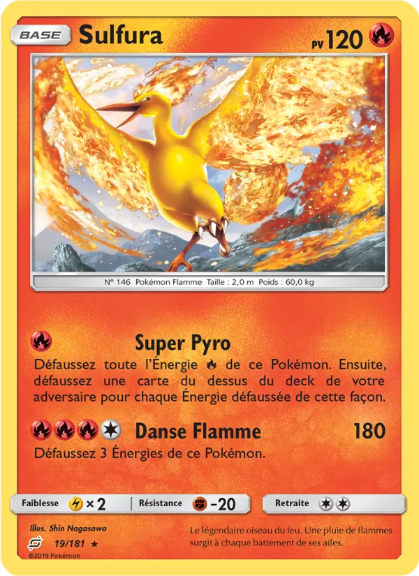 Carte Pokémon Sulfura 19/181 de l'extension Duo de Choc