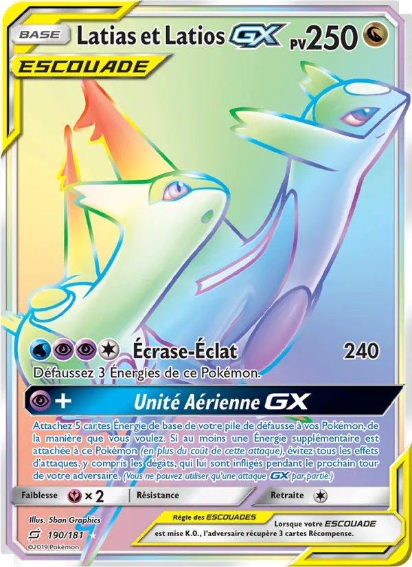 Carte Pokémon Latias et Latios GX 190/181 de l'extension Duo de Choc