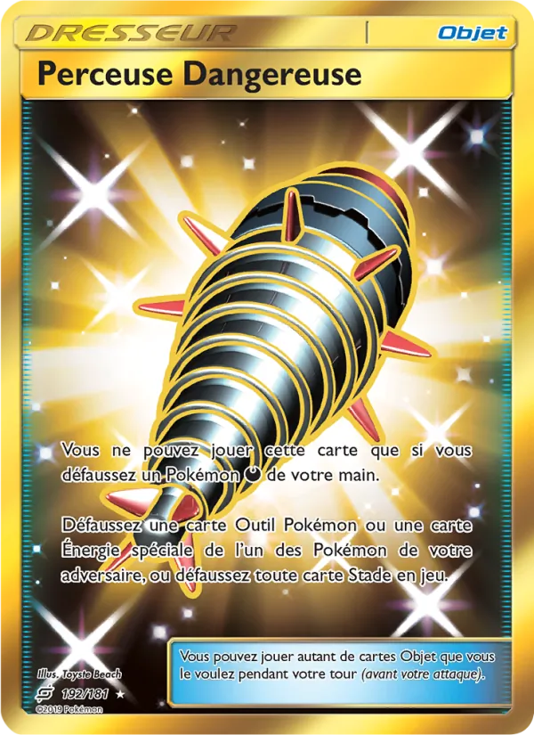Carte Pokémon Perceuse Dangereuse 192/181 de l'extension Duo de Choc