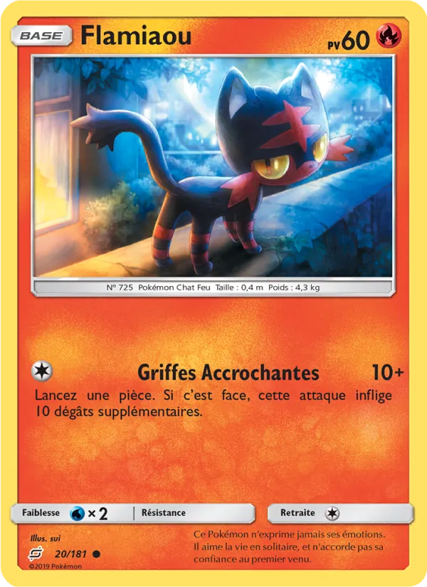 Carte Pokémon Flamiaou 20/181 de l'extension Duo de Choc