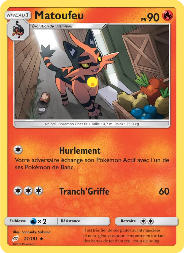 Carte Pokémon Matoufeu 21/181 de l'extension Duo de Choc